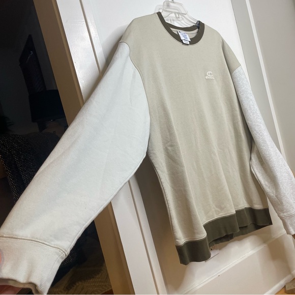 Champion Men’s Unisex Sweater Color Block Brown Cream Off-White XL - Picture 3 of 8